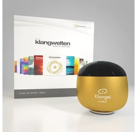 Klangei next vibrációs zenelejátszó, napfelkelte arany, „Klangwelten” zenei kreációval