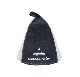 Szauna sapka, gyapjúkeverékből, szürke-fehér, szauna motívummal XII.