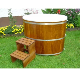 Hidegvizes merülődézsa kambala fából, kívül színtelen bevonattal, műanyag betéttel és tetővel