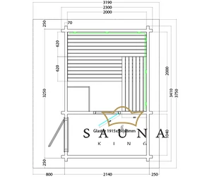 SENTIOTEC kerti szauna Lava, fatüzelésű kályhával 341 x 230 x 270 cm