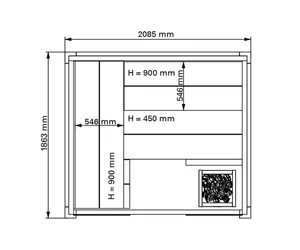 HARVIA Solide Comfort luxus finnszauna, 209x186 cm