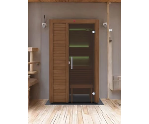 HARVIA Utu Petite prémium finnszauna, hőkezelt nyárfából szaunakályhával 120 x120 cm