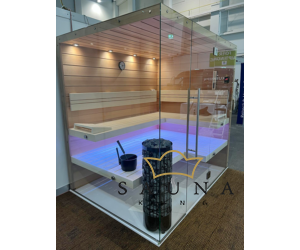 SAUNA KING finnszauna hemlockból, két üvegoldallal, 225x160cm (0. sz)
