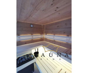 SAUNA KING finnszauna tölgy saunaboardból, panoráma üveggel, 200x170cm (2. sz)
