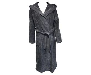 Frottír fürdőköpeny kapucnival, antracit, S / M