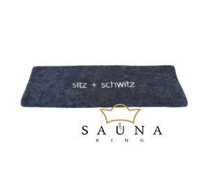 Szauna ülő lepedő "Sitz + Schwitz", 70 x 140 cm, sötétkék