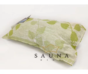 JOKIPIIN prémium szauna párna, zöld, levél mintával, 22x40cm