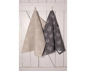 Pikkupuoti Szauna ülőkendő 70% vászon - 30% pamut, bézs, rénszarvas mintával