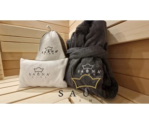 Szauna-textil logózás gépi hímzéssel (termék nélkül)