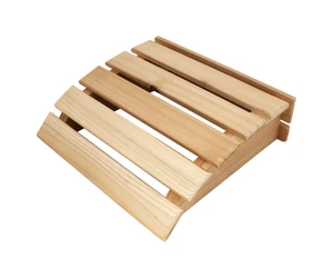 EMENDO fejtámla fából, szaunapárnával 25x23cm, fekete-szürke csíkos