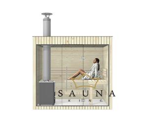 SAUNA KING KERTI SZAUNA, fatüzelésű kályhával, tető kéménnyel 260 X 160 CM