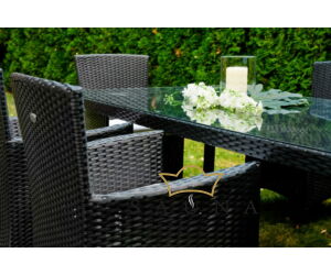 Bello Giardino kerti műrattan étkező szett fekete színben, 8 székkel, GUSTOSO GRANDE