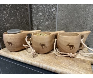 Kaucsukfa pohár rénszarvassal a szaunázás őshazájából, Finnországból 1dl