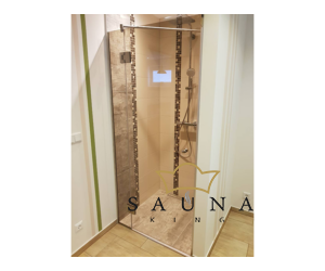 SAUNA KING Zuhanyajtó fixüveggel (SZÉ:100cm MA:200cm) - 4 üvegszín választható