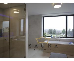SAUNA KING Zuhanyajtó fixüveggel (SZÉ:120cm MA:200cm) - 4 üvegszín választható