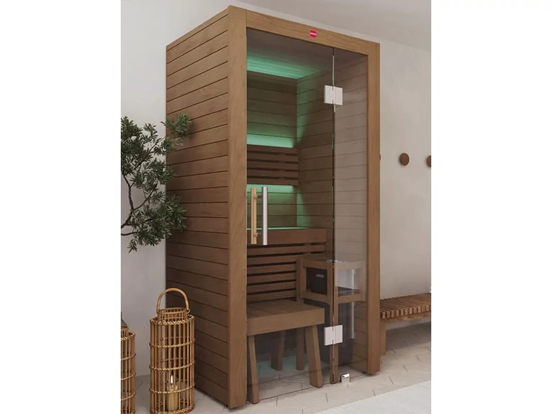 HARVIA Utu Nano prémium finnszauna, hőkezelt nyárfából szaunakályhával 95 x 95 cm