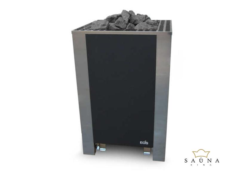 EOS Finn szaunakályha Blackrock, 12kW-18kW (kő nélkül), Fekete/Nemesacél