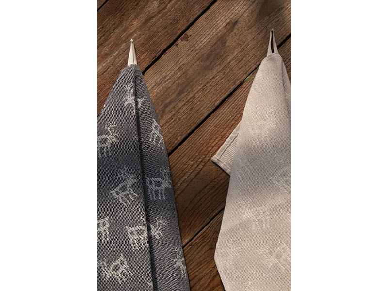 Pikkupuoti Szauna ülőkendő 70% vászon - 30% pamut, bézs, rénszarvas mintával