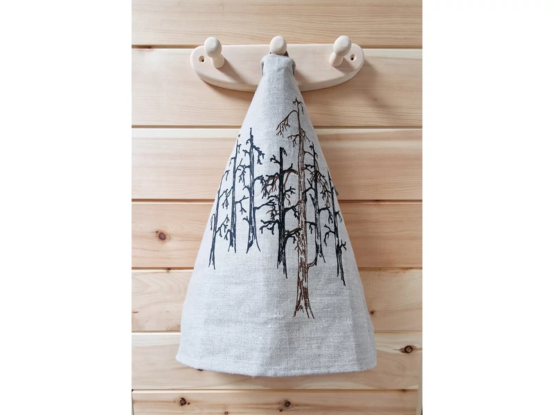 Pikkupuoti Szauna ülőkendő 100% vászonból, bézs, fa mintával