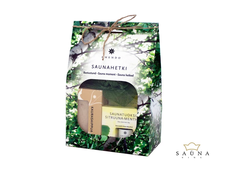 EMENDO szauna szett: citrom-mentolos szauna illat (10ml), zabos szappan, méregzöld fürdőlabda